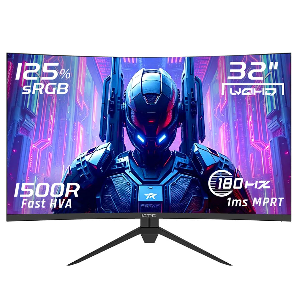 KTC H32S17 Gaming Monitor 32-inch 2560x1440 QHD 180Hz HVA Curved 1500R 300cd/m2 Brightness, 125% sRGB, 1ms(MPRT) Response Time