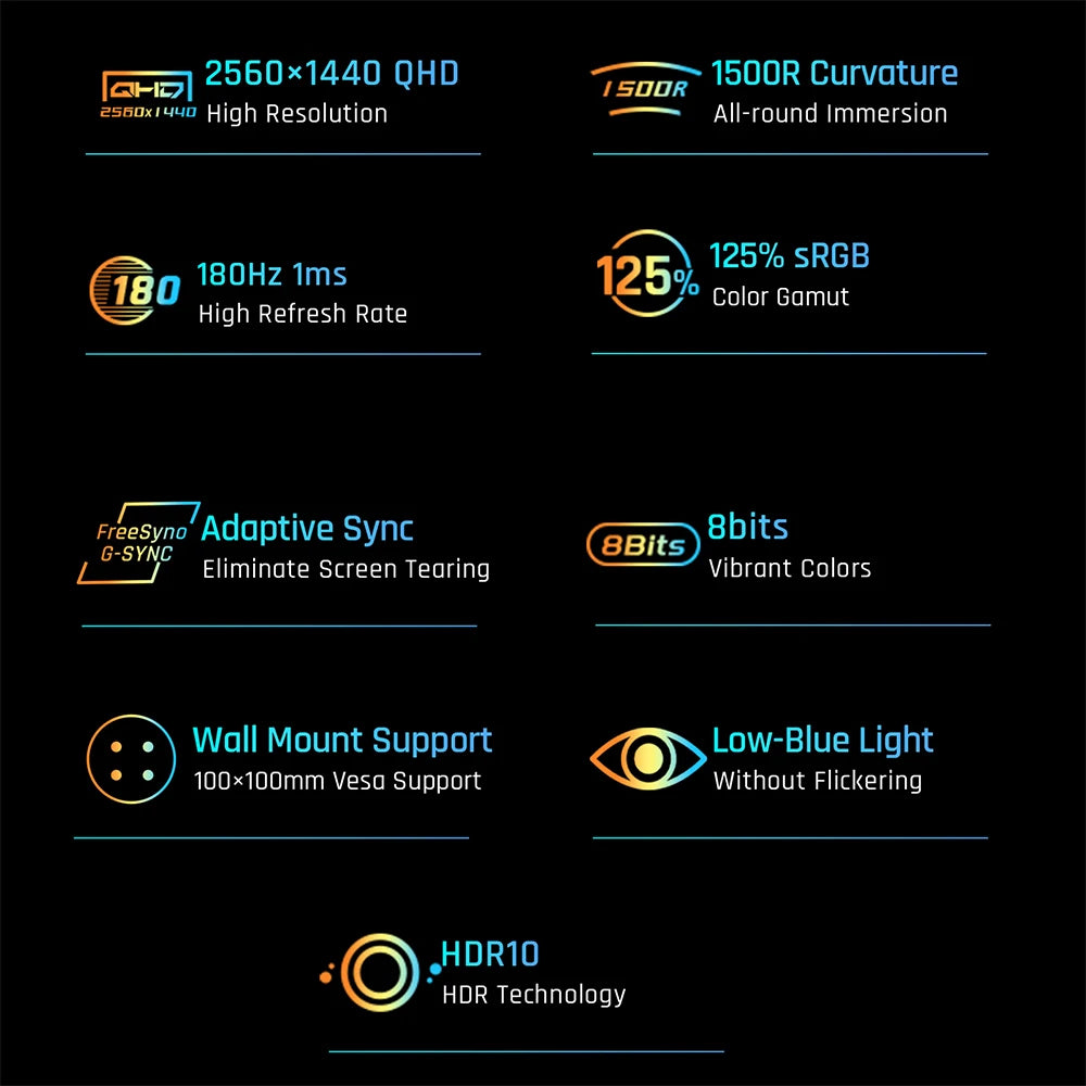 KTC H32S17 Gaming Monitor 32-inch 2560x1440 QHD 180Hz HVA Curved 1500R 300cd/m2 Brightness, 125% sRGB, 1ms(MPRT) Response Time