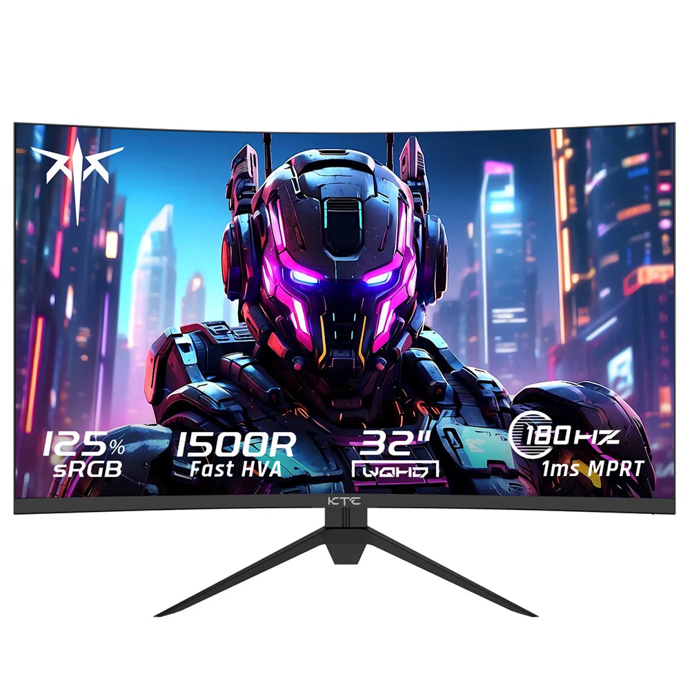 KTC H32S17 Gaming Monitor 32-inch 2560x1440 QHD 180Hz HVA Curved 1500R 300cd/m2 Brightness, 125% sRGB, 1ms(MPRT) Response Time