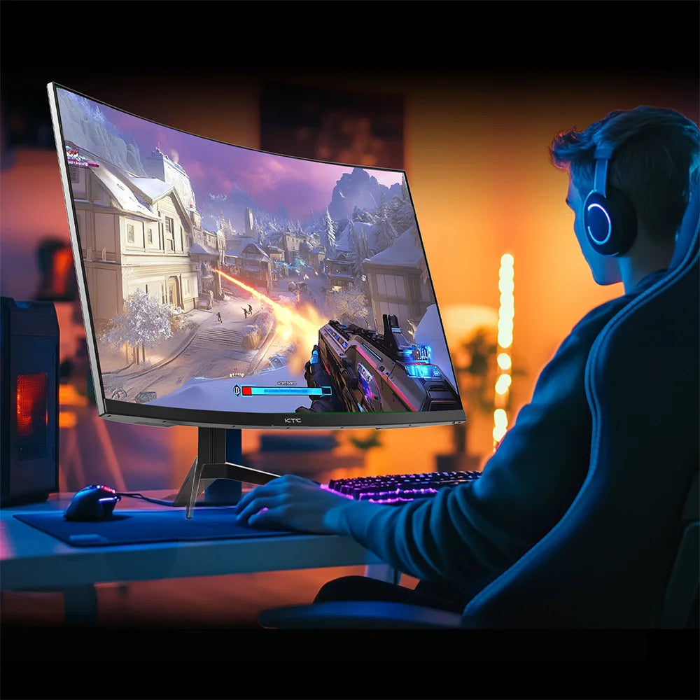 KTC H32S17 Gaming Monitor 32-inch 2560x1440 QHD 180Hz HVA Curved 1500R 300cd/m2 Brightness, 125% sRGB, 1ms(MPRT) Response Time