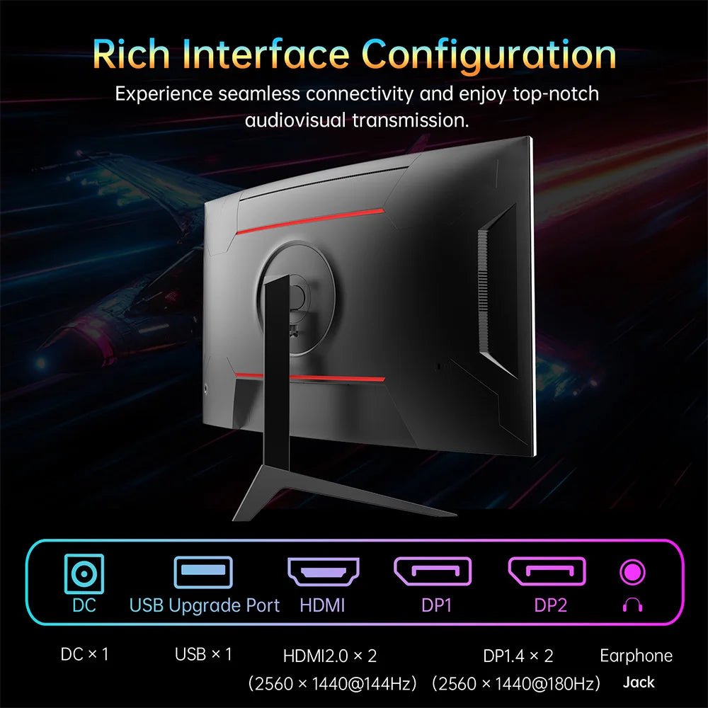 KTC H32S17 Gaming Monitor 32 - inch 2560x1440 QHD 180Hz HVA Curved 1500R 300cd/m2 Brightness, 125% sRGB, 1ms(MPRT) Response Time - Teknovara Innovation HubKTC H32S17 Gaming Monitor 32 - inch 2560x1440 QHD 180Hz HVA Curved 1500R 300cd/m2 Brightness, 125% sRGB, 1ms(MPRT) Response Time