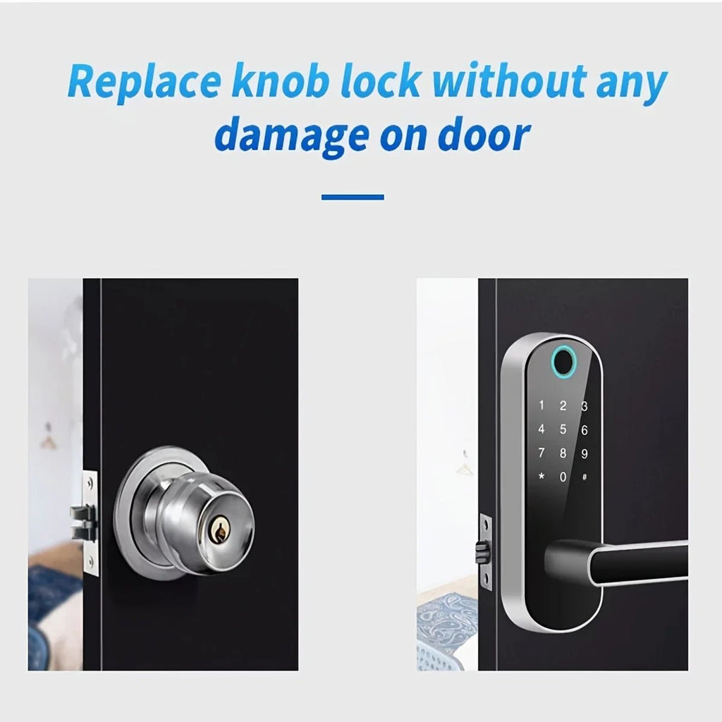 Smart Fingerprint Door Lock App Remote Control Keyless WIFI Digital Touchscreen Lock NFC IP67 Waterproof with 2 IC Cards - Teknovara Innovation HubSmart Fingerprint Door Lock App Remote Control Keyless WIFI Digital Touchscreen Lock NFC IP67 Waterproof with 2 IC Cards