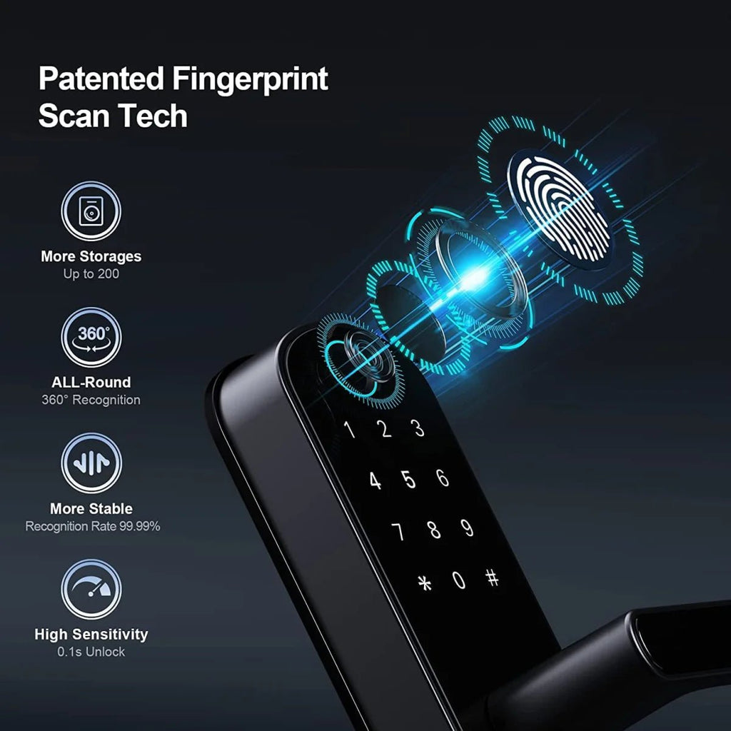 Smart Fingerprint Door Lock App Remote Control Keyless WIFI Digital Touchscreen Lock NFC IP67 Waterproof with 2 IC Cards - Teknovara Innovation HubSmart Fingerprint Door Lock App Remote Control Keyless WIFI Digital Touchscreen Lock NFC IP67 Waterproof with 2 IC Cards