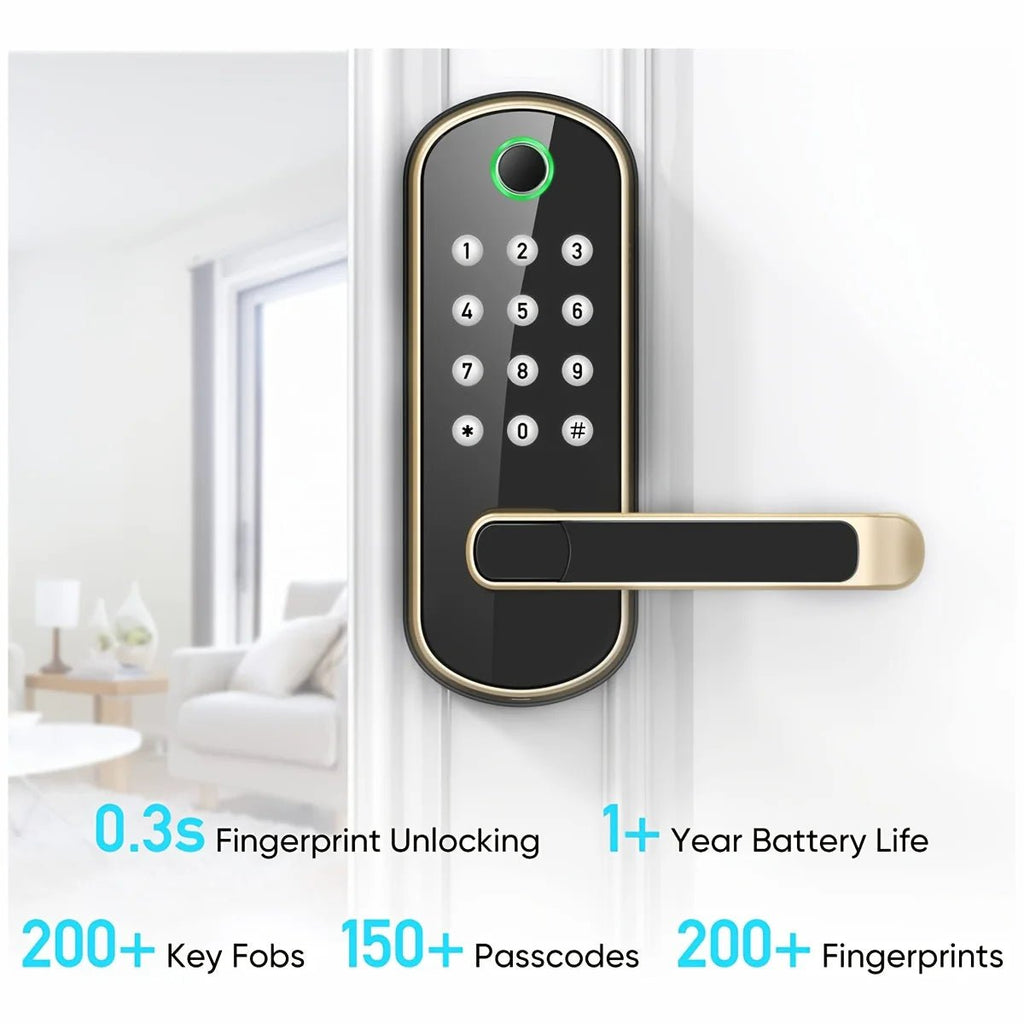 Smart Fingerprint Door Lock App Remote Control Keyless WIFI Digital Touchscreen Lock NFC IP67 Waterproof with 2 IC Cards - Teknovara Innovation HubSmart Fingerprint Door Lock App Remote Control Keyless WIFI Digital Touchscreen Lock NFC IP67 Waterproof with 2 IC Cards