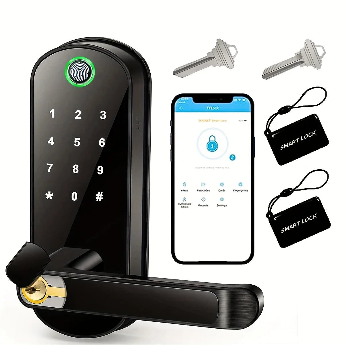 Smart Fingerprint Door Lock App Remote Control Keyless WIFI Digital Touchscreen Lock NFC IP67 Waterproof with 2 IC Cards - Teknovara Innovation HubSmart Fingerprint Door Lock App Remote Control Keyless WIFI Digital Touchscreen Lock NFC IP67 Waterproof with 2 IC Cards