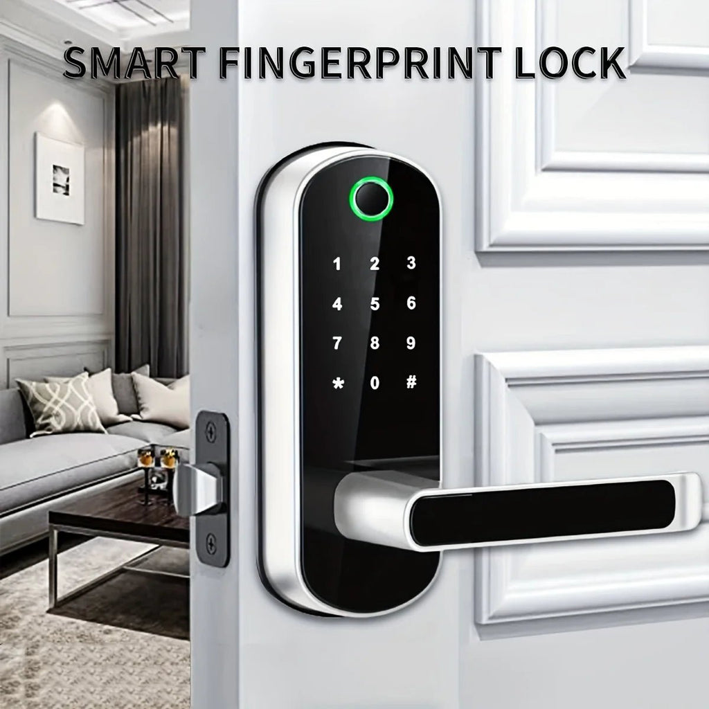 Smart Fingerprint Door Lock App Remote Control Keyless WIFI Digital Touchscreen Lock NFC IP67 Waterproof with 2 IC Cards - Teknovara Innovation HubSmart Fingerprint Door Lock App Remote Control Keyless WIFI Digital Touchscreen Lock NFC IP67 Waterproof with 2 IC Cards